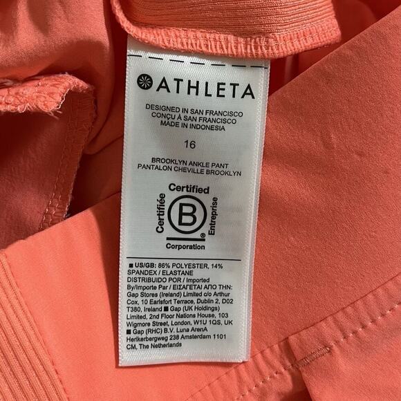 Athleta Brooklyn High Rise Ankle Pants Size 16 Sunset Glow Athleisure Gym NWOT - Picture 6 of 7